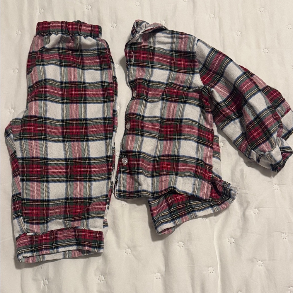 Pottery Barn Kids Red and Green Plaid Pajama Set